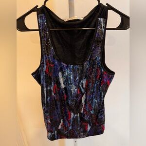 Peter Nygard Black and Blue Sequin Tank Top